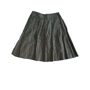 Max Mara Knee Length Full A Line Black Wool Blend Skirt Pleated Lined Size 8